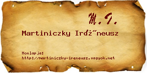 Martiniczky Iréneusz névjegykártya